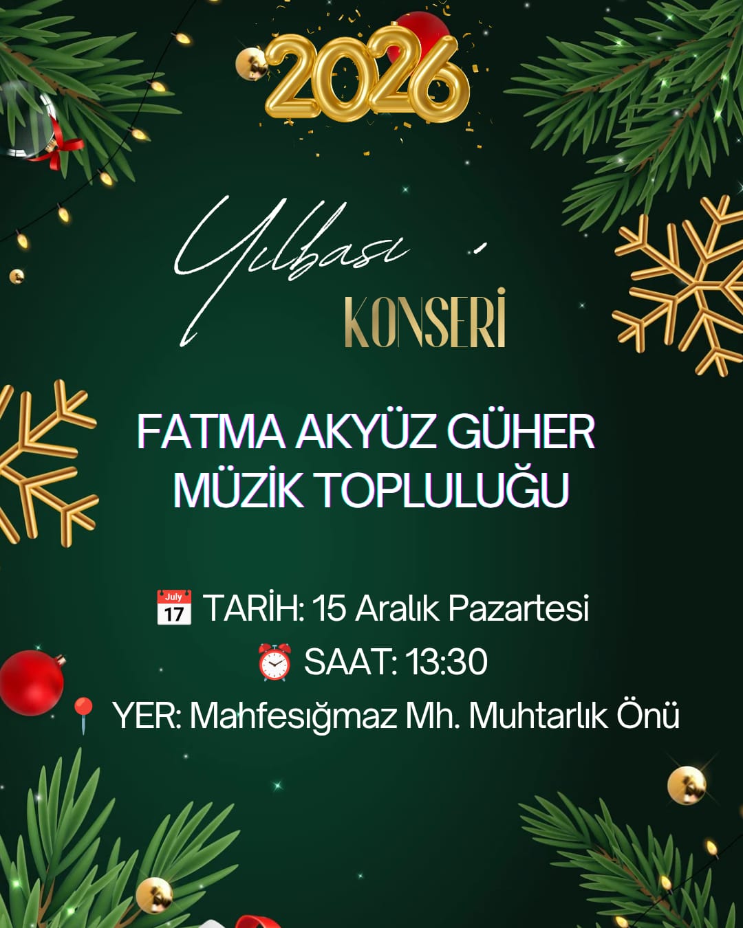 15 Aralık 2025 Pazartesi Günün Konseri